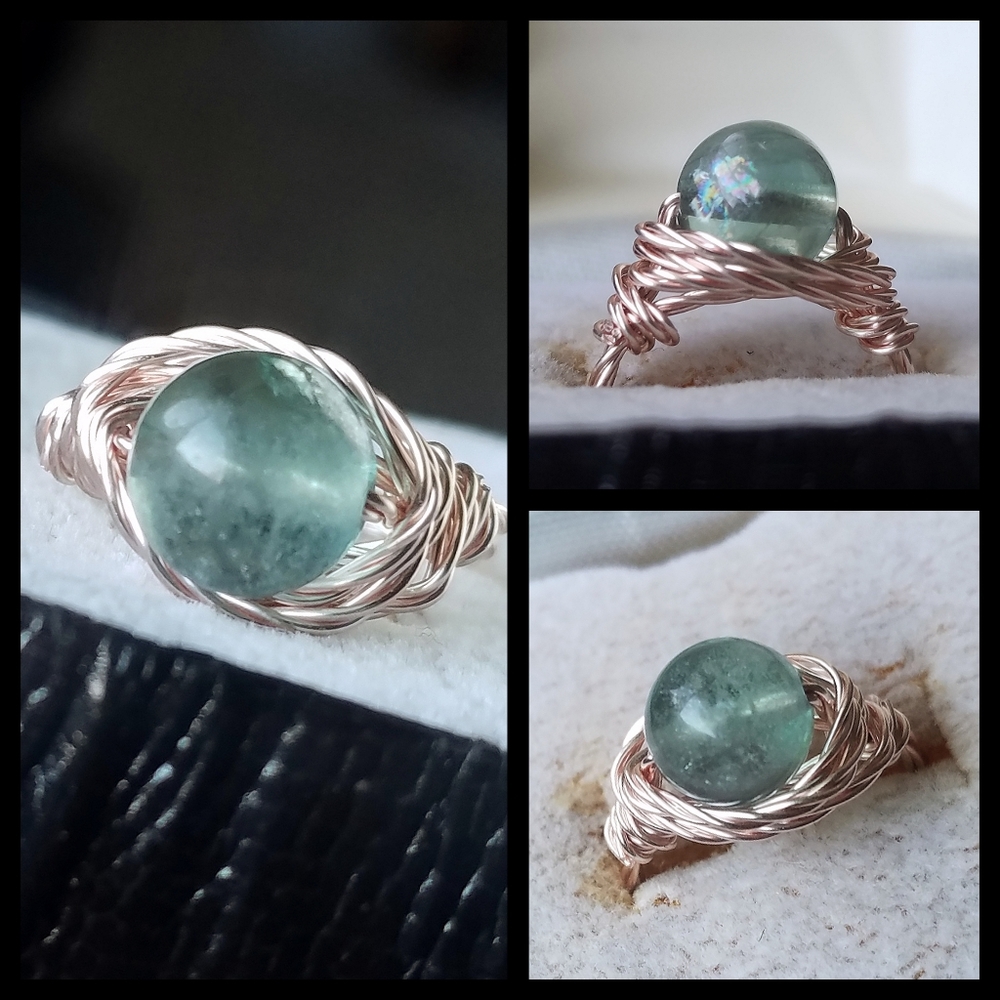 🌙💚 Fluorite Stone Ring - 5